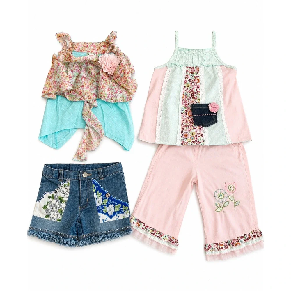 NEW -11 Items -Girls Sz 4 Huge Boutique Summer Clothing Lot Outfits Dress Shorts